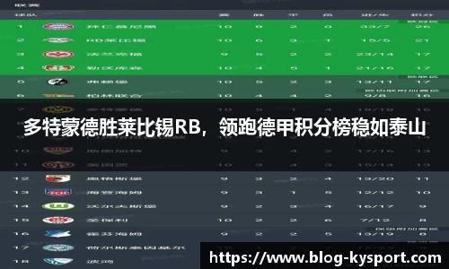 多特蒙德胜莱比锡RB，领跑德甲积分榜稳如泰山